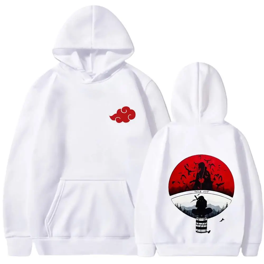 Naruto Itachi Hoodie Akatsuki Krähen Anime-Print Street-Style Unisex Herren Damen Oversized Casual Sweatshirts Langarm – Detail 6