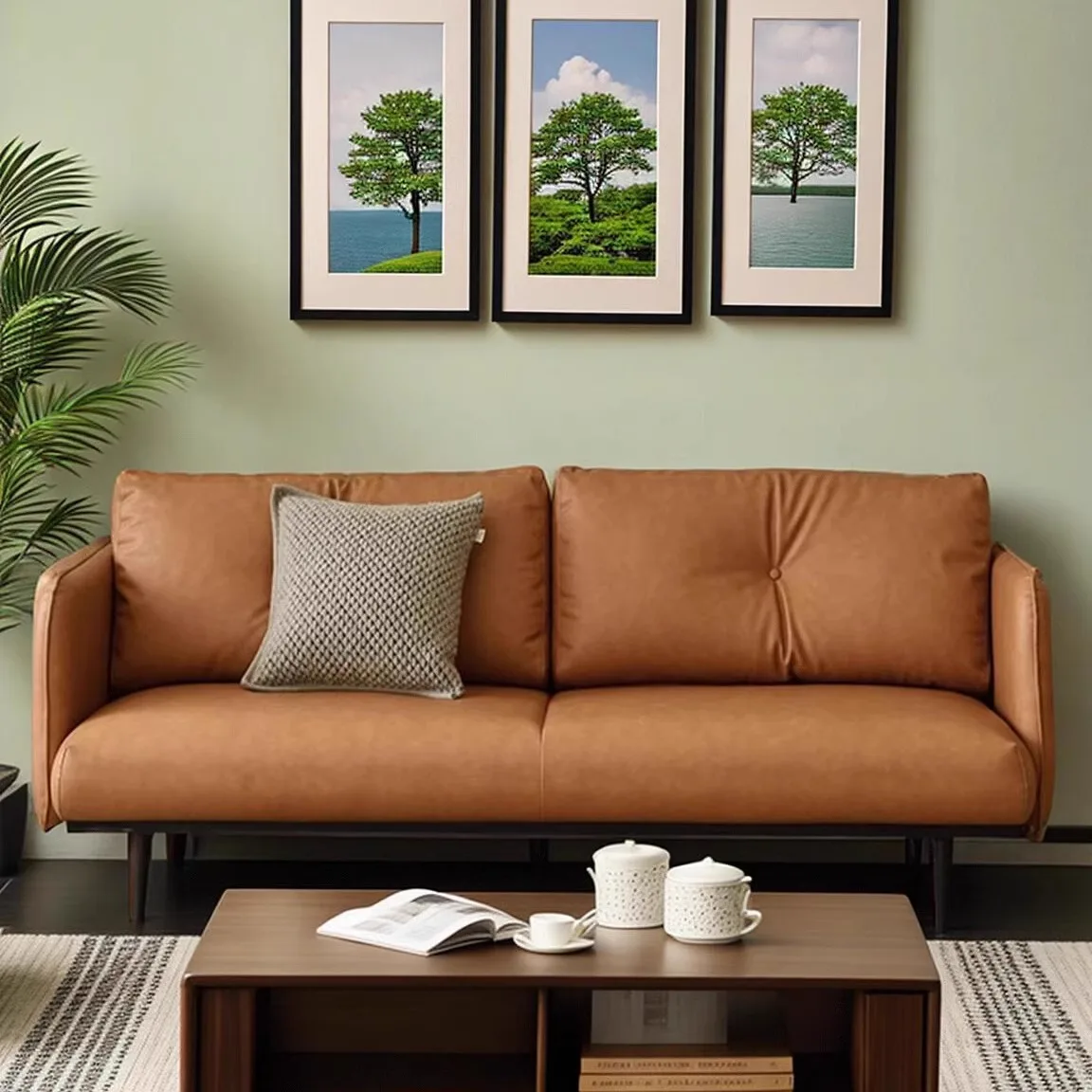 

Living room sofa modern casual rental apartment straight row long style