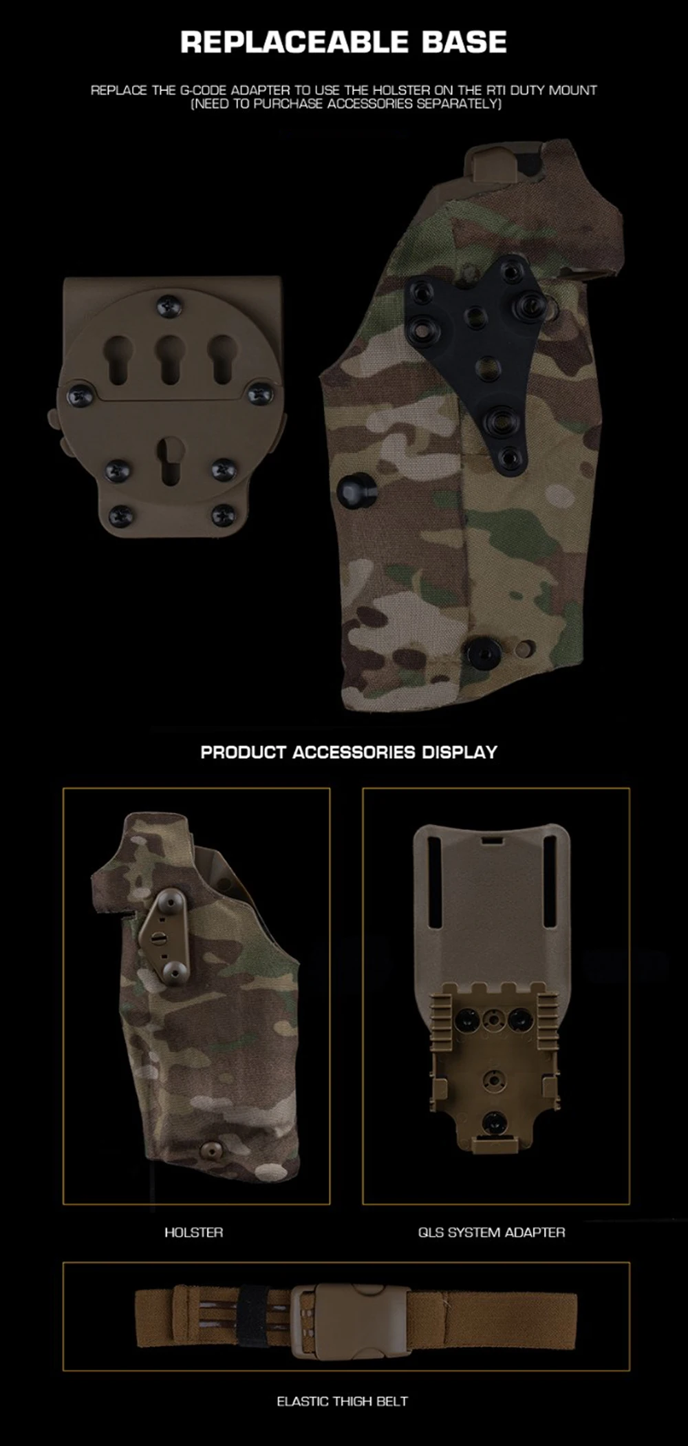 X300U-A Taktisches Taschenlampenholster für Links-/Rechtshänder für 6354DO G17 Gen4 G19 mit QLS Drop Leg Airsoft-Ausrüstungsholstern – Detail 13