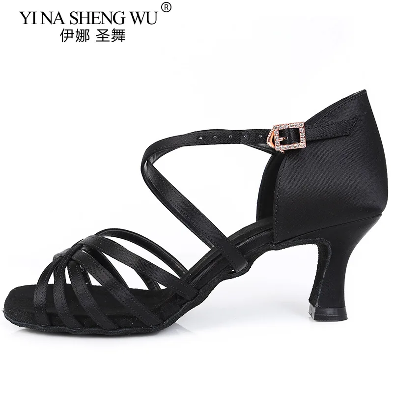 Vrouwen Latin Dansschoenen Ballroom Dans Tango Salsa Praktijk Prestaties Hoge Hakken Schoenen Standaard Zwarte Dansschoenen Hakken