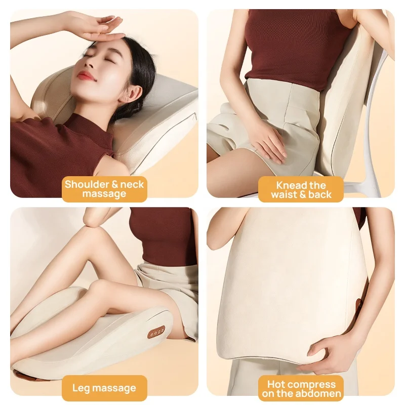 Smart Library Shiatsu Massager Cushion With Heat Lumbar Kneading Chair Pad Home/Office/Car Seat Back Massager For Body Use