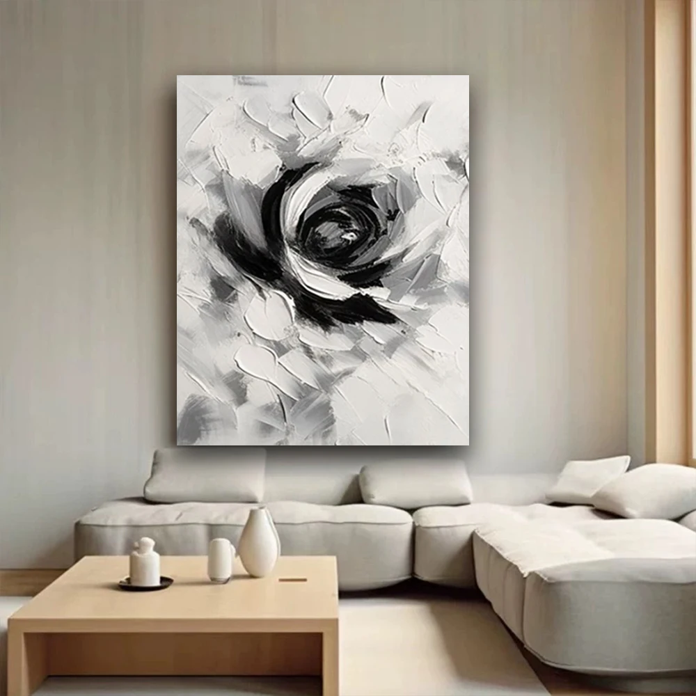 الحديثة شجرة المشارك رمادي أبيض أصفر ثلاثية الأبعاد الزهور النفط اللوحة رسمت باليد قماش صورة ديكور غرفة المعيشة المنزل جدار الفن نمط