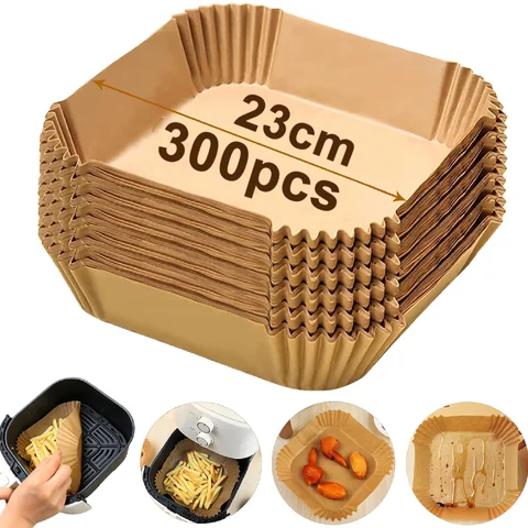 50-300Pcs 바베큐 플레이트 용 에어 프라이어 베이킹 종이 라운드 오븐 팬 패드 16-23cm 에어 프라이어 오일 방지 일회용 종이 라이너