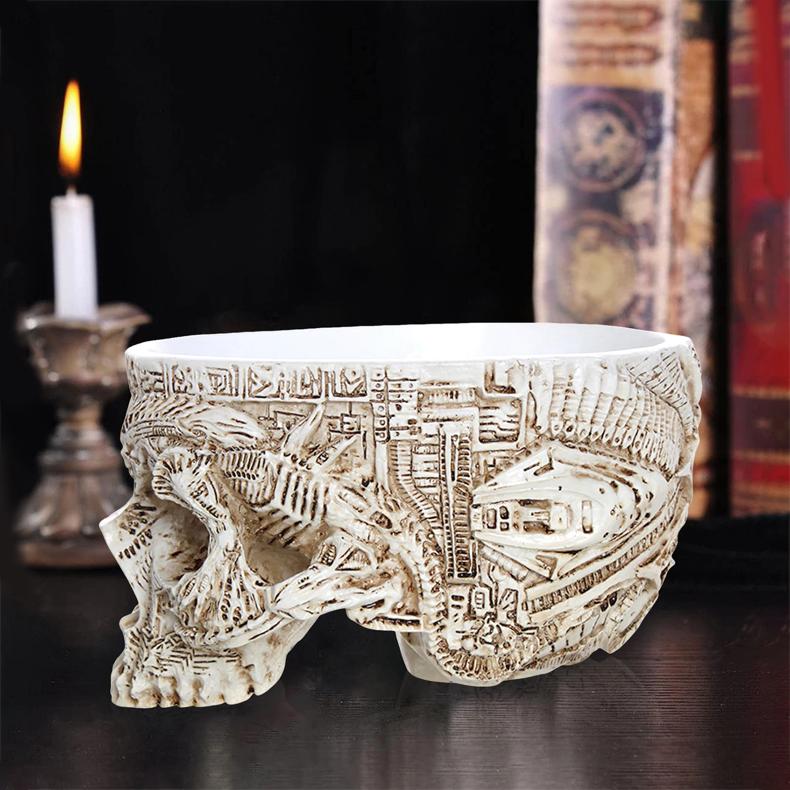 

Halloween Skull Head Flower Pots Creative Resin Planter Flowerpot Ornament Suitable for Home Garden Decoratice Vase Statues