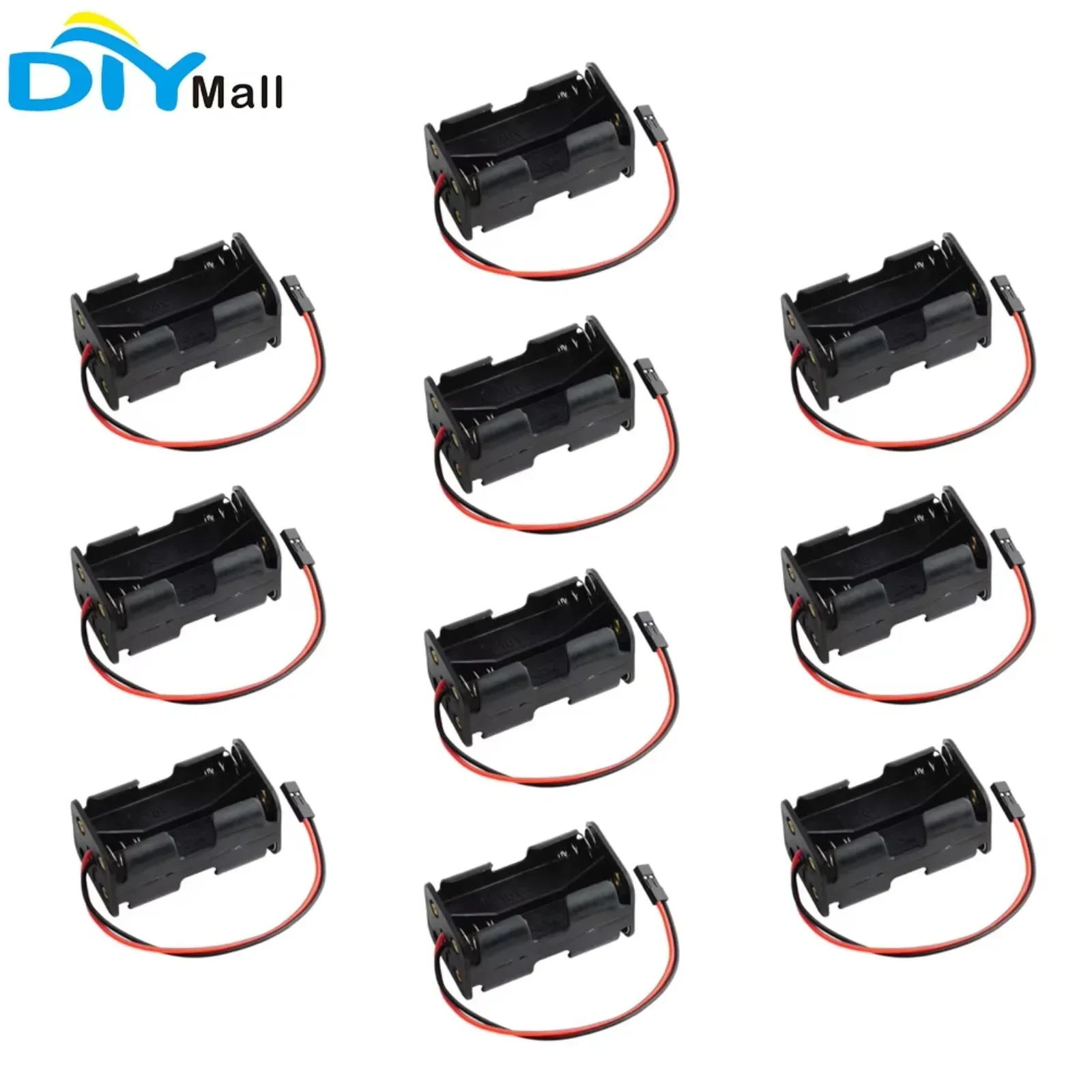 10pcs 4 Cell AA Battery Holder Case with 2Pin JR Connector for RC Servo Tester (6V Output)