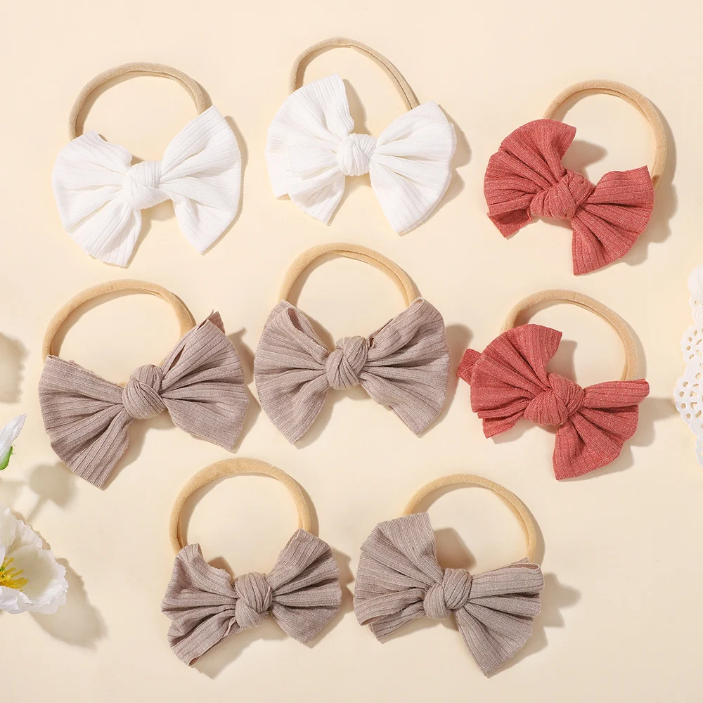 10pcs Random Color Cute Baby Headband with Butterfly Knot Embroidered Nylon Pink Color Children Hair Accessories Thin Headbands