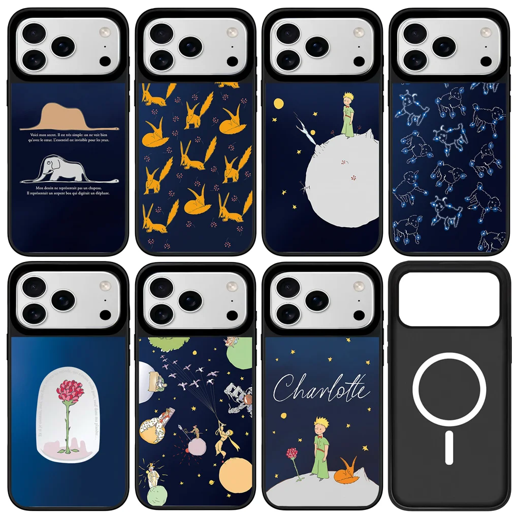 

Cartoon Planet Mirror Surface Black Border Magnetic Protective Case for IPhone 12 13 14 15 16 17 Pro Max