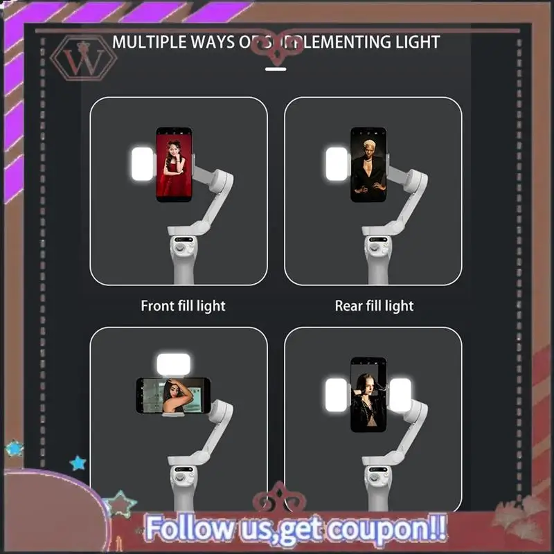 ไฟ LED แบบแม่เหล็ก ABBG สำหรับ DJI Osmo Mobile 7/6/5 อุปกรณ์เสริมสำหรับกิมบอลมือถือ