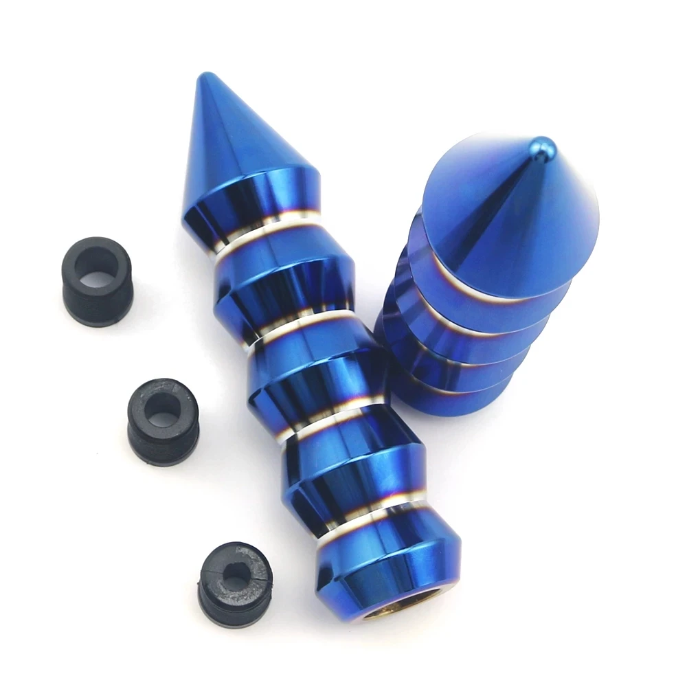 Universal Aluminum 145MM Bamboo Spike Style Gear Shift Knob Pointed End Manual Transmission Shifter Lever Knob Gear Burning Blue