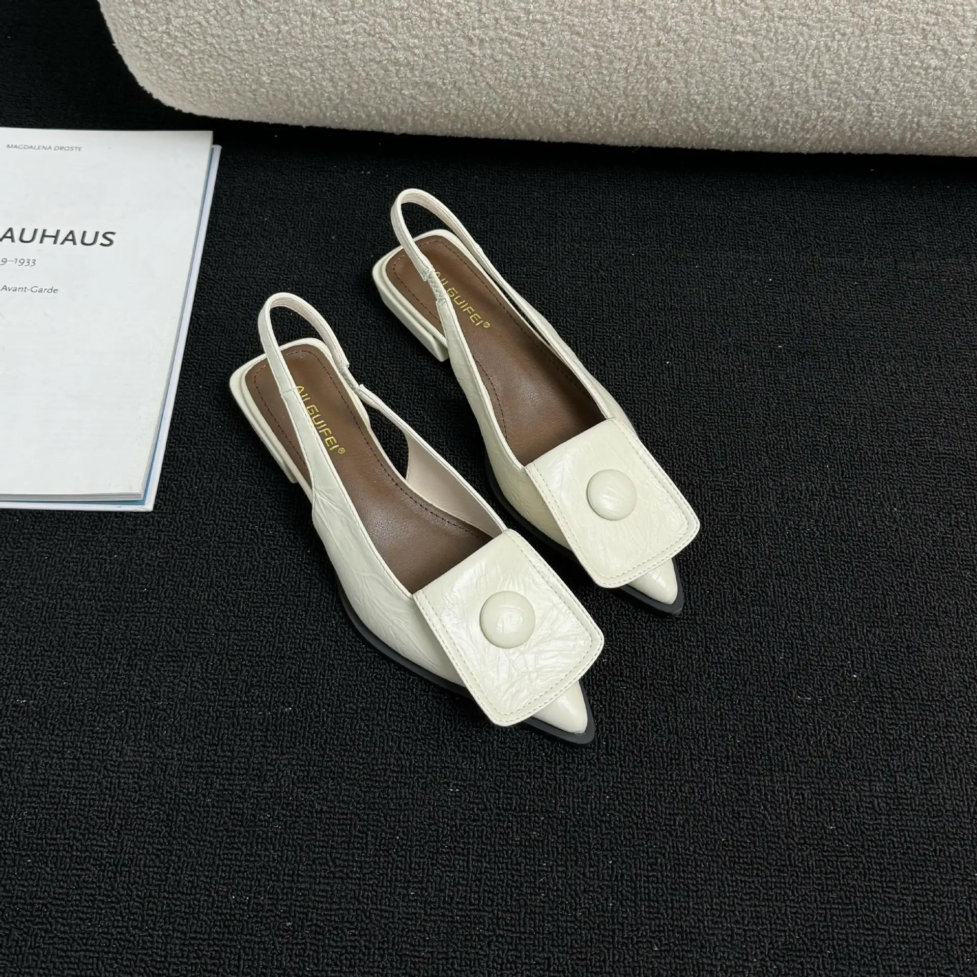 Sandals Sexy Female Shoe 2025 Women\'s Buckle Strap Shallow Mouth Cat Heels Girls New Pointed Low Summer Comfort Rubber Fabric Sl