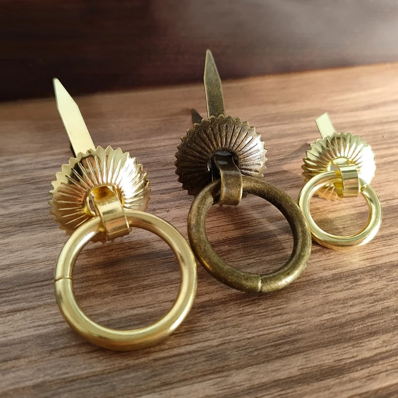 

2PCS New Chinese Style Furniture With Round Washers Iron Handles Hardware Drawers Iron Rings Wooden Box Handles