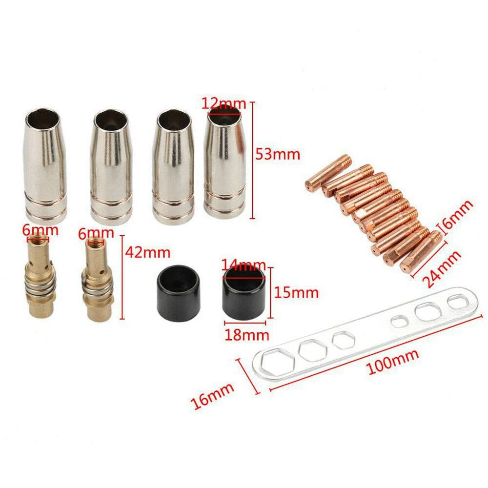 Mig/Mag Slijtdelen Set Geschikt Voor Mb15 Draaddiameter 0.8 Mm Onderdelen Gas Mondstuk Mondstuk Staaf Stroom Mondstuk M6 0.8 Mm