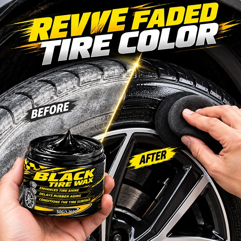 Car Tire Shine Repair Paste For Dull Faded Oxidized Tires Deep Black Restorer Anti Aging Rubber Care Polish