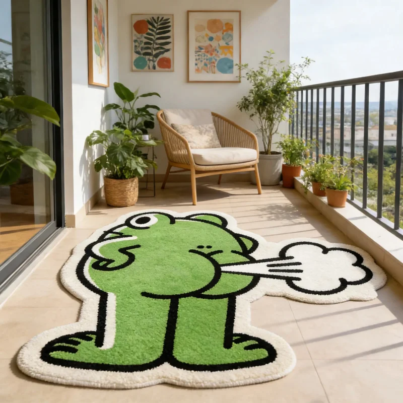 VIKAMA Ins Wind Weird Fart Frog Shaped Carpet Bedroom Children'S Room Decoration Carpet Soft And Comfortable Home Decoration