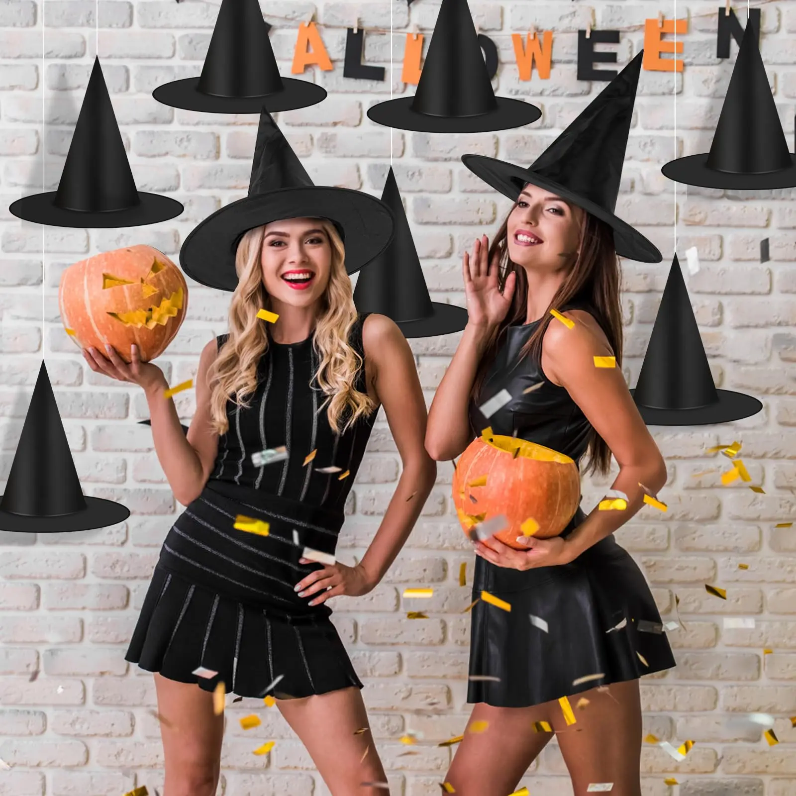 Black Wizard Hat Halloween Costume Accessories Witch Hat Holiday Party Cosplay Witches Hats Dressing Up Caps for Adults And Kids