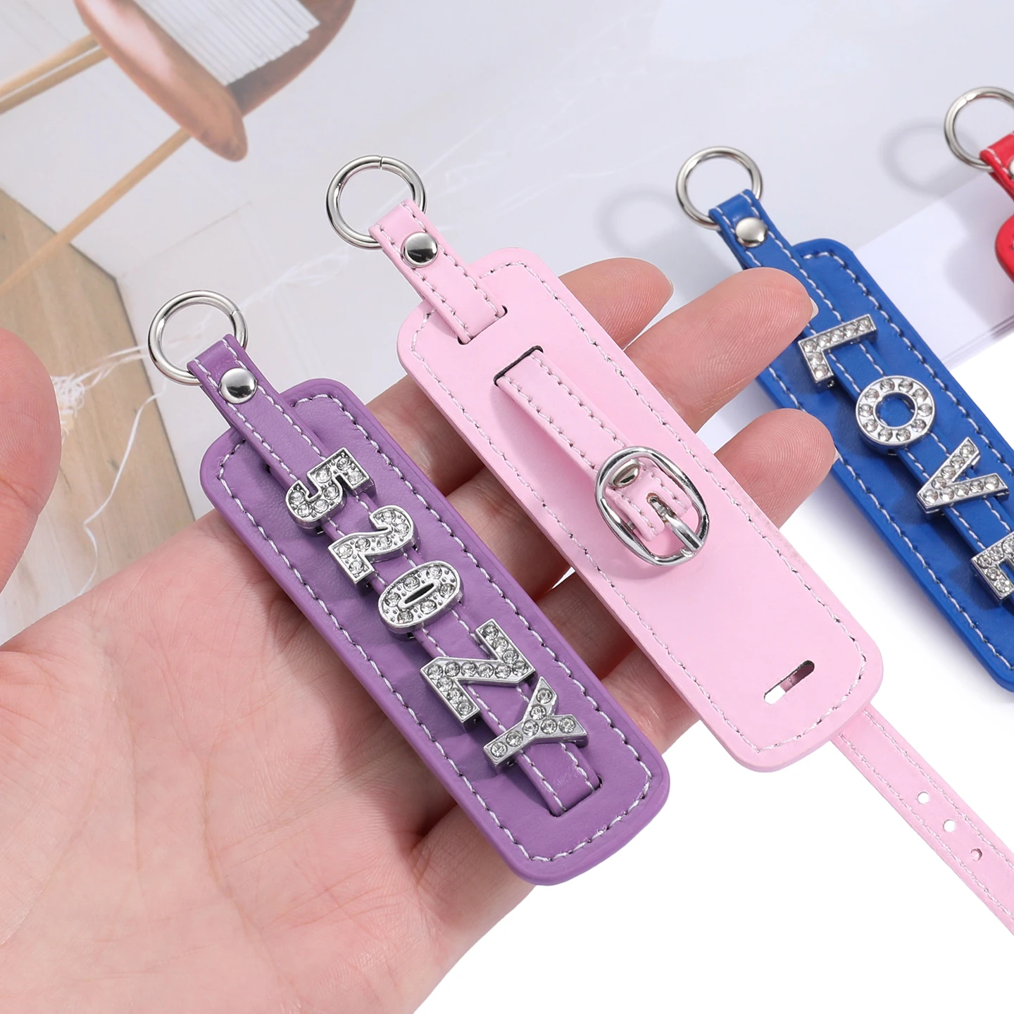 1PC PU Leather Key Chain DIY Bag Pendant KeyChain For Jewelry Making Supplies