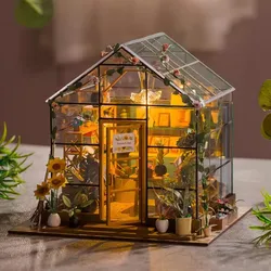 Diy Dollhouse 3D Miniature Dollhouse with LED Light Creative Flower House Case Handmade 3D Puzzle Assembly Building Model Toys