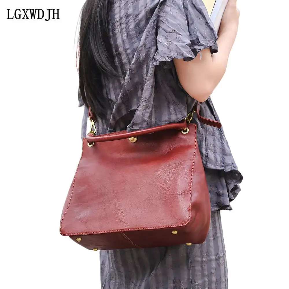 

Women's leather shoulder bags First layer cowhide multifunctional handbag Large Capacity shopper bag Crossbody bags for women