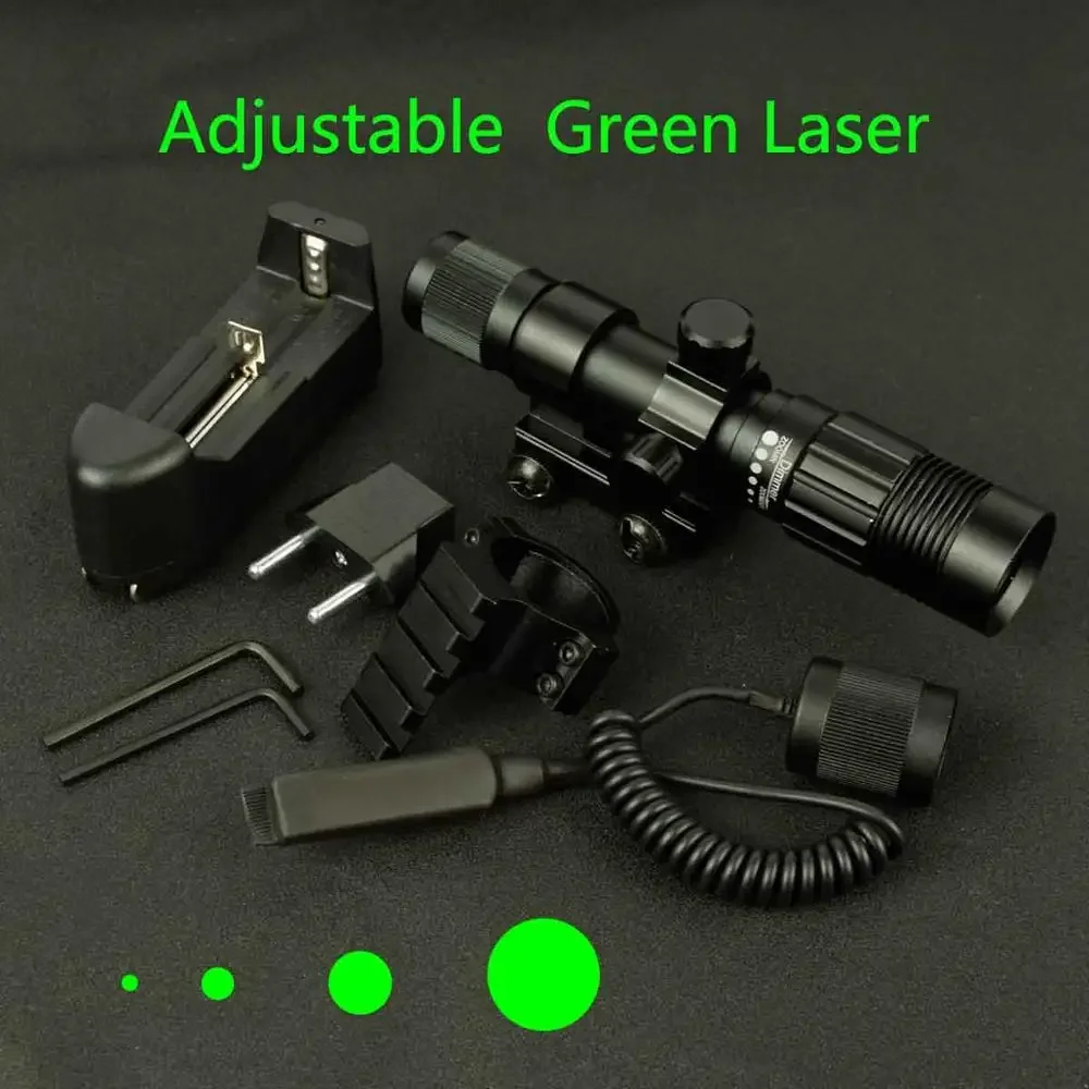 

Tactical 5mW Adjustable Green Dot Laser Sight Designator Illuminator Flashlight Fit for 20mm Rail Mount for Hunting Rifle