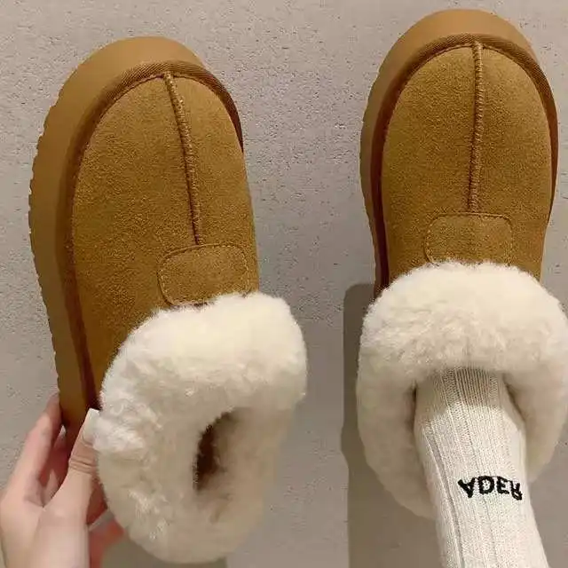 

Women's Winter Ankle Boots Casual Flat Snow Boots Sweet Sle Artificial ort Fur Lined Beach Scene Suitable round Toe Boots