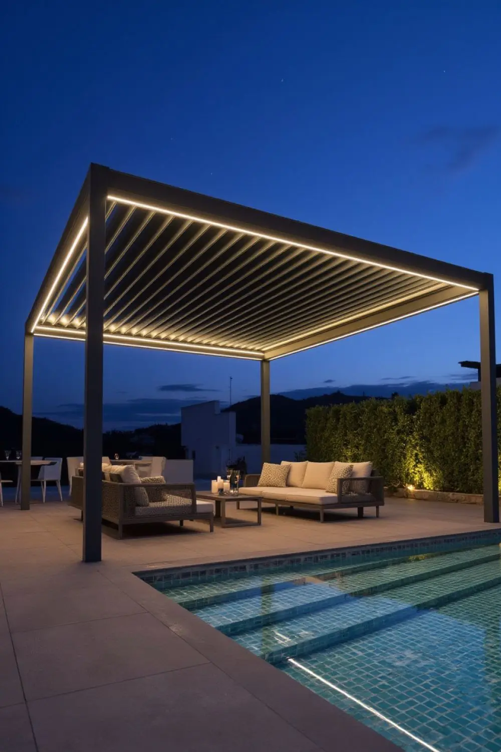 Adjustable Motorized  Aluminum Gazebo Foldable Outdoor Pavilion Louvered Rainproof Pergola Terrace  Metal Roof Backyard Pergolas