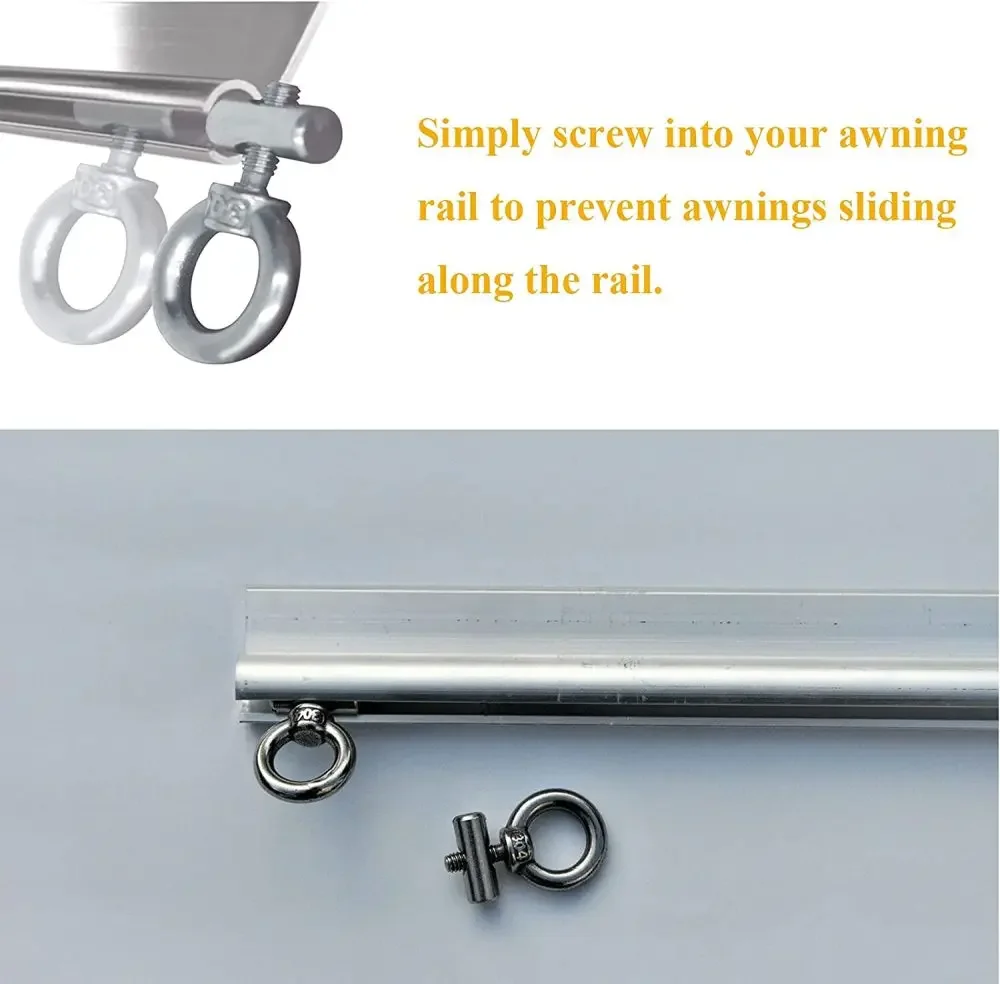 2 Sets 6 mm Markisenstangenstopper mit Karabinerhaken, Endstopper-Blockierset für Wohnwagen, Wohnmobil, Zeltausrüstung – Detail 5