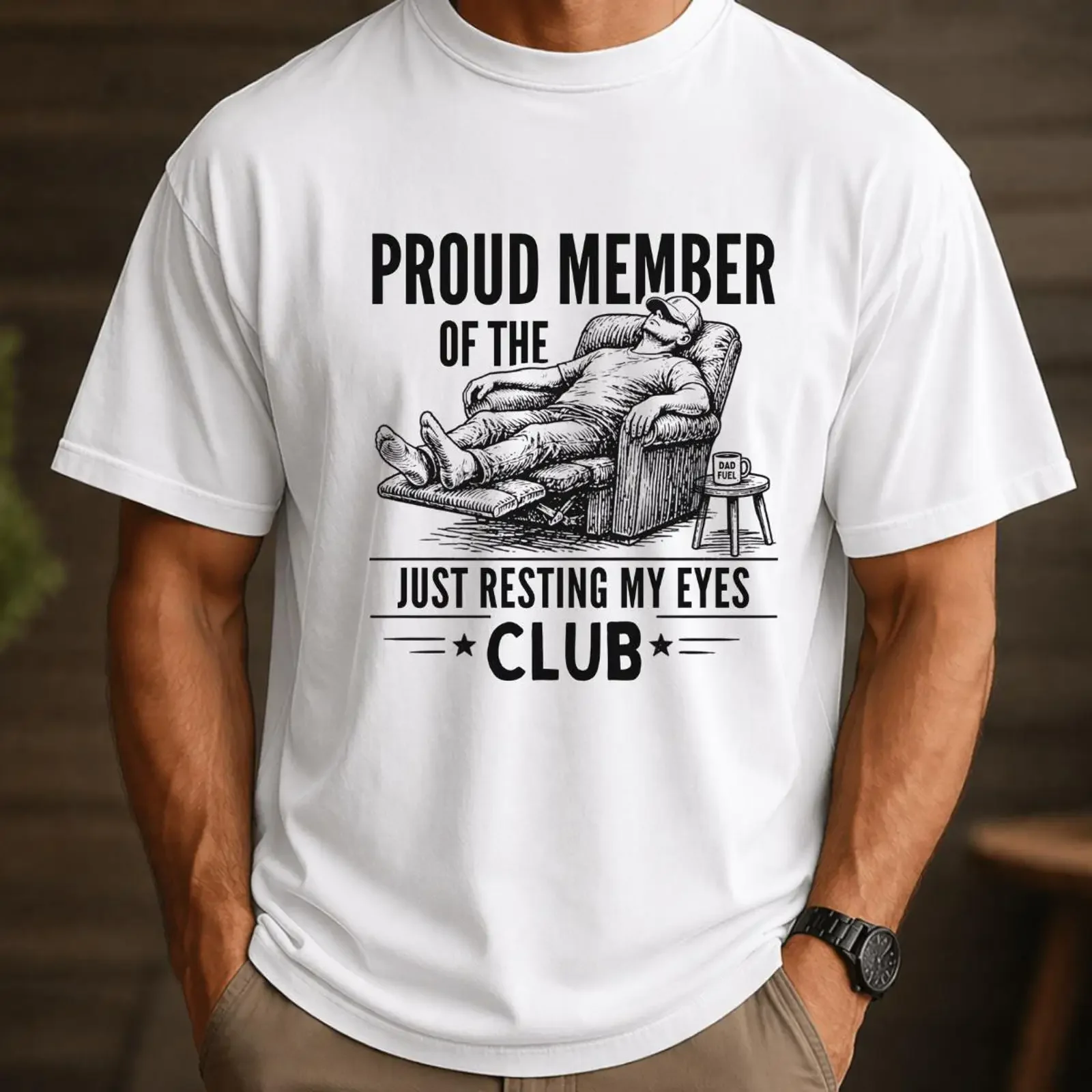 Funny Dad T Shirt Just Resting My Eyes Club Vintage Recliner Humor Fathers Day for vintage Washed Comfortable Casual Unisex