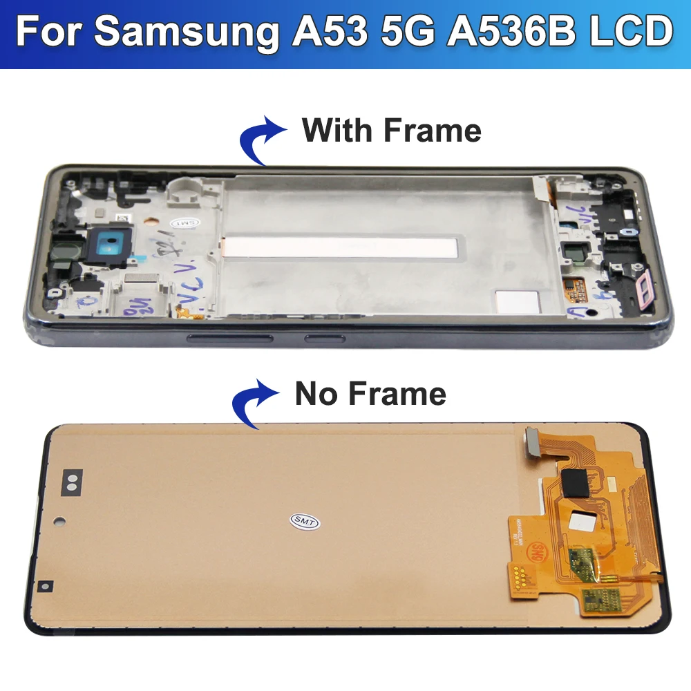 100% Tested A536 Display For Samsung A53 5G A536B A536U LCD Display Touch Screen With frame Digitizer Assembly Repair Parts