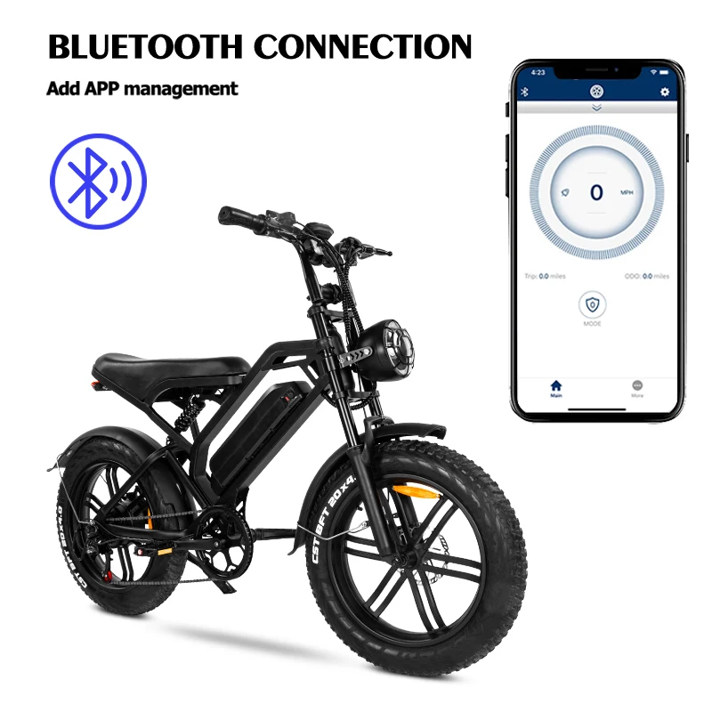 Eu Warehouse Spot Straight V20 48V 15HA  Hybrid Electric Bike 1000W Fatbike Mountain Fat Tire E Bike Snow Electric Bicycle