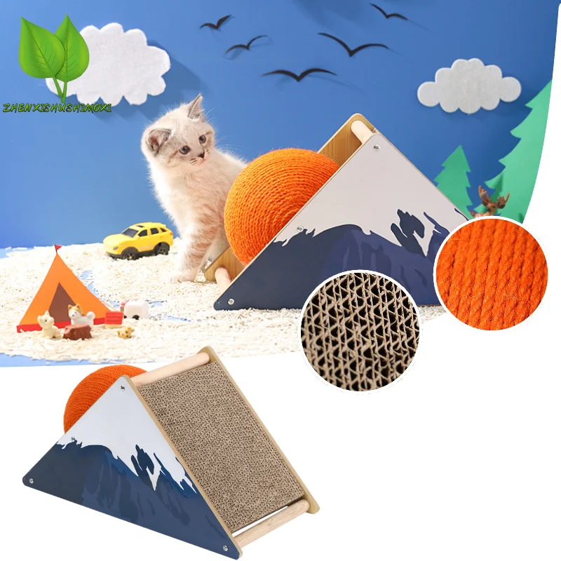 Large Cat Scratching Board Snow Mountain Upright Triangle Tree, Multi-Functional Scratching Board, Sisal Hemp Pet Supplies