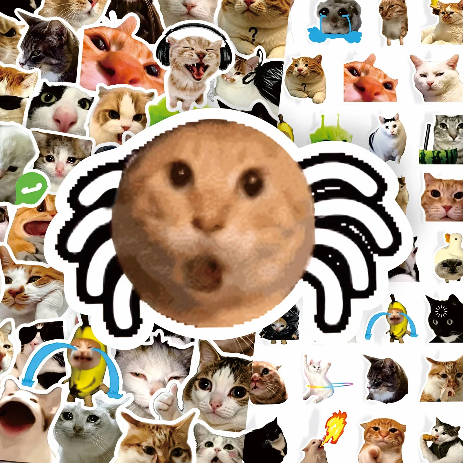 20/500 Stück lustige Katzen-Meme-Aufkleber-Set, niedliche Katzen-Expressions-DIY-Notizbuch-Dekorationen, lustige Katzen-Memes für Tagebücher und Planer – Detail 6