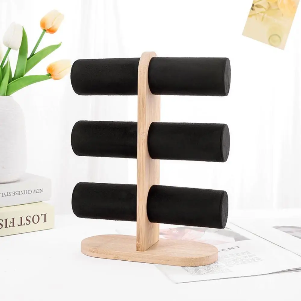 Baru Tiga Lapisan Perhiasan Tampilan Bingkai Flanel DIY Merakit Gelang Rak Penyimpanan Kayu Sederhana Menonton Berdiri