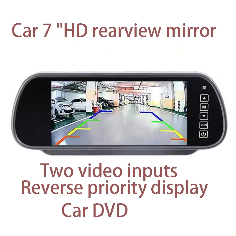 12-24V Car HD 7 Inch Rearview Mirror with Night Vision AV Connector 800*480 LCD Screen Reversing Display for Car & Van