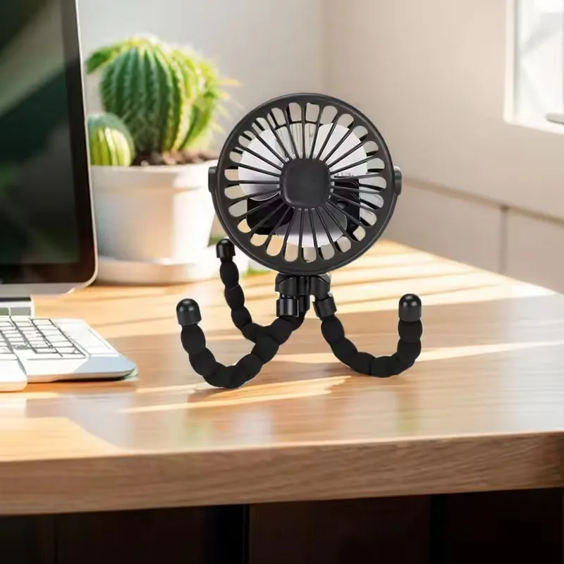 Mini Octopus Fan Baby Stroller Fan Small Folding Fans Hand Held USB Charging Bladeless Mini Silent Table Outdoor Cooler