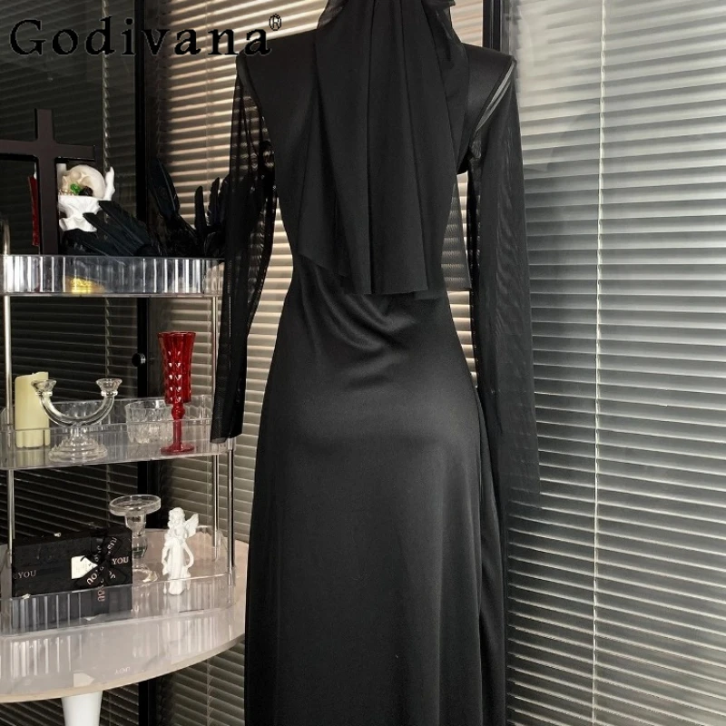 Puro escuro goth cosplay vestido feminino sexy alta divisão manga longa vestido de halloween feminino role play carnaval vestido de festa