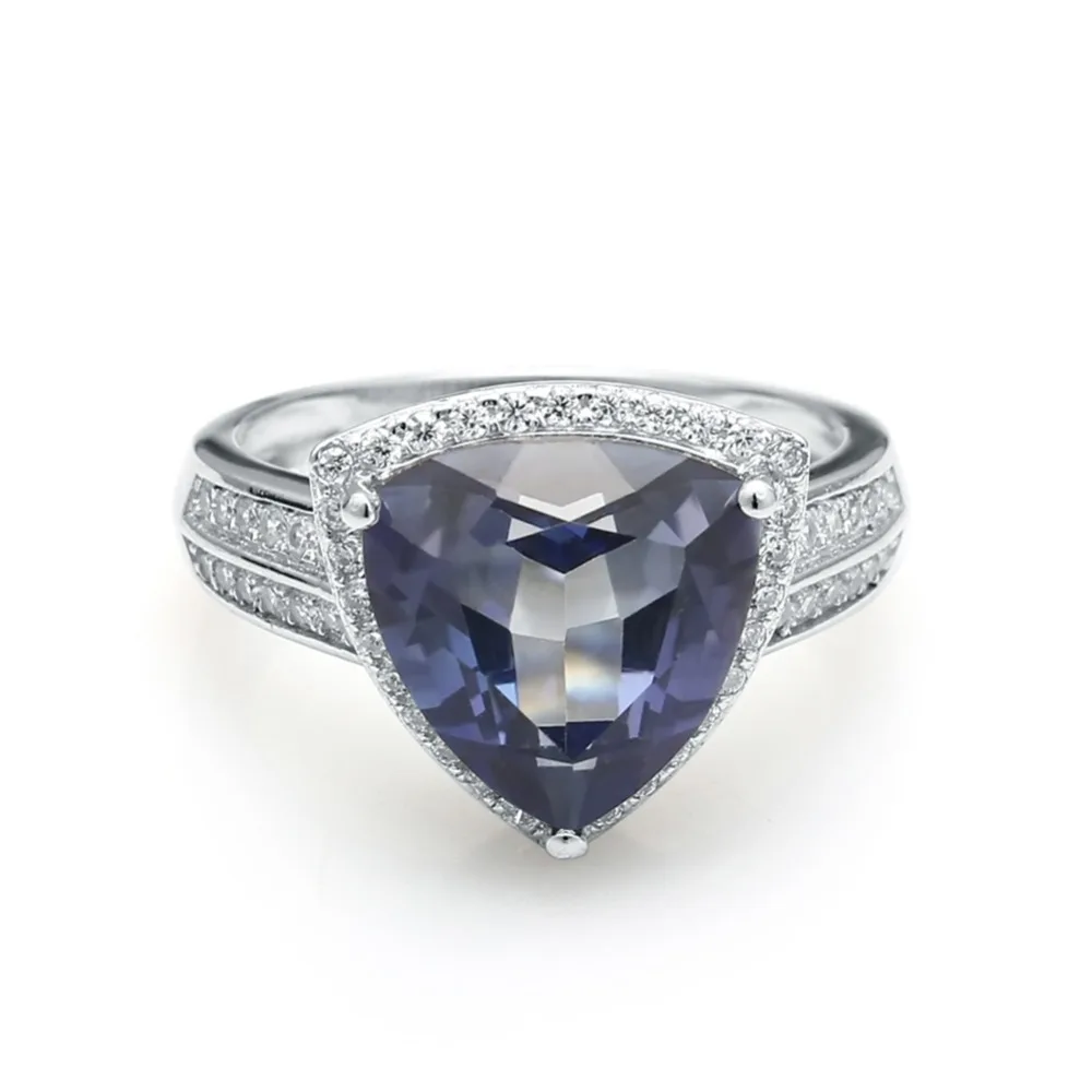 

GEM'S BALLET 925 Sterling Silver Natural Iolite Blue Mystic Quartz Gemstone Rings Classic Engagement Fine Jewelry for Women