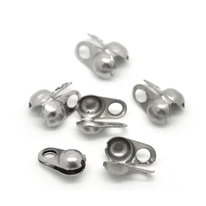 2500Pcs Silver Tone Stainless Steel Calotte End Crimps Charm Beads Tips For Jewelry Findings Wholesale 8x4mm