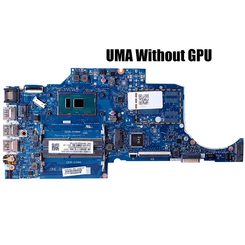 For HP TPN-I130 14-CK 14-CF 14-DF 14-CR 240 G7 Notebook Mainboard 6050A2992901 Core I3 I5 I7 UMA/DIS Laptop Motherboard Tested