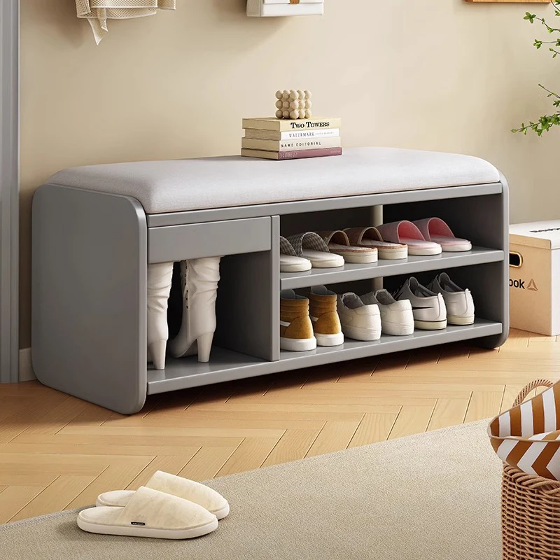 

Solid wood shoe changing stool, integrated shoe cabinet with stool at the door of the home, shoe stool at the door, seated