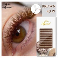 AGUUD 3D 4D marrón prefabricado flor Fans pestañas YY 5D-W en forma de trébol de hadas volumen extensiones de pestañas suave marrón trébol de hadas pestañas