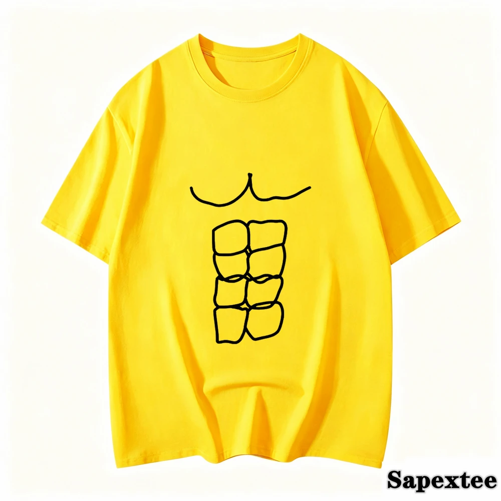 Fun Fitness Abdominal Muscle Print T-Shirt Women's Short Sleeve T-Shirt Women's Sports Top Summer Streetwear Graphic T Shirts