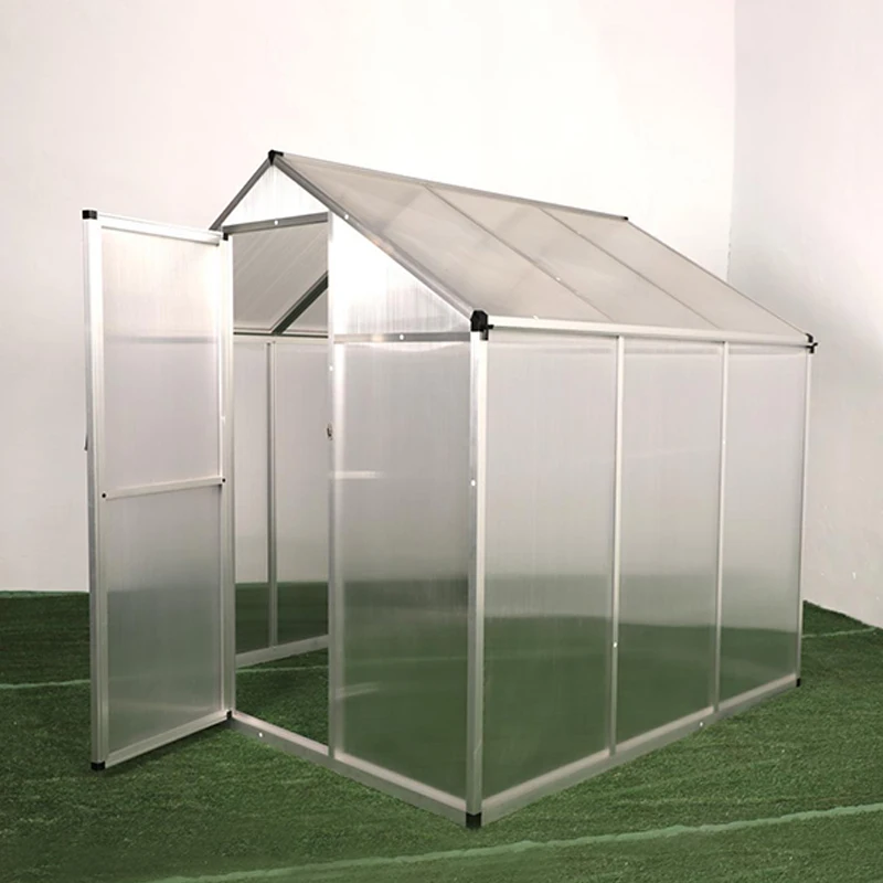 RT-Modern Commercial Garden Greenhouses Assembly Green Polycarbonate Panel Pressure Treated Metal Frame Factory Direct China！