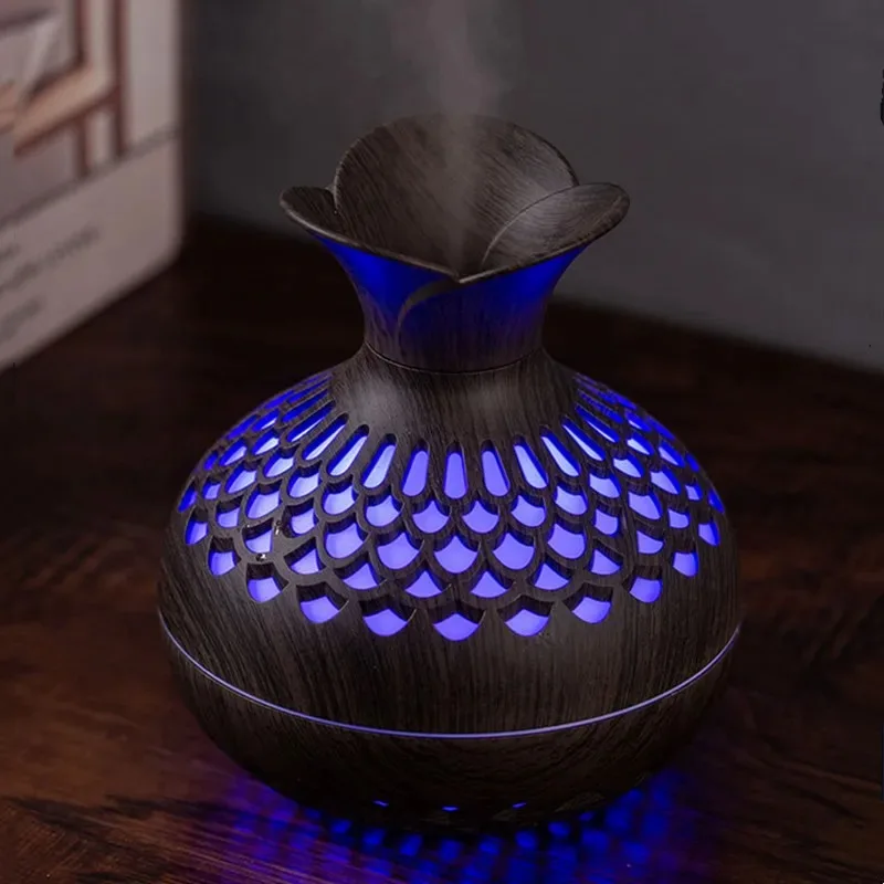 Wood Grain Humidifier 300ml, USB Aroma Diffuser, Atomizer, Household Humidifier, Moisturizing Instrument, Office Humidifier，gift