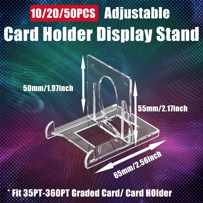 10/20/50Pcs Angle Adjustable Acrylic Display Stands For Trading Card Holder, Toploaders, Coin Collection, PTCG Card, Graded Card