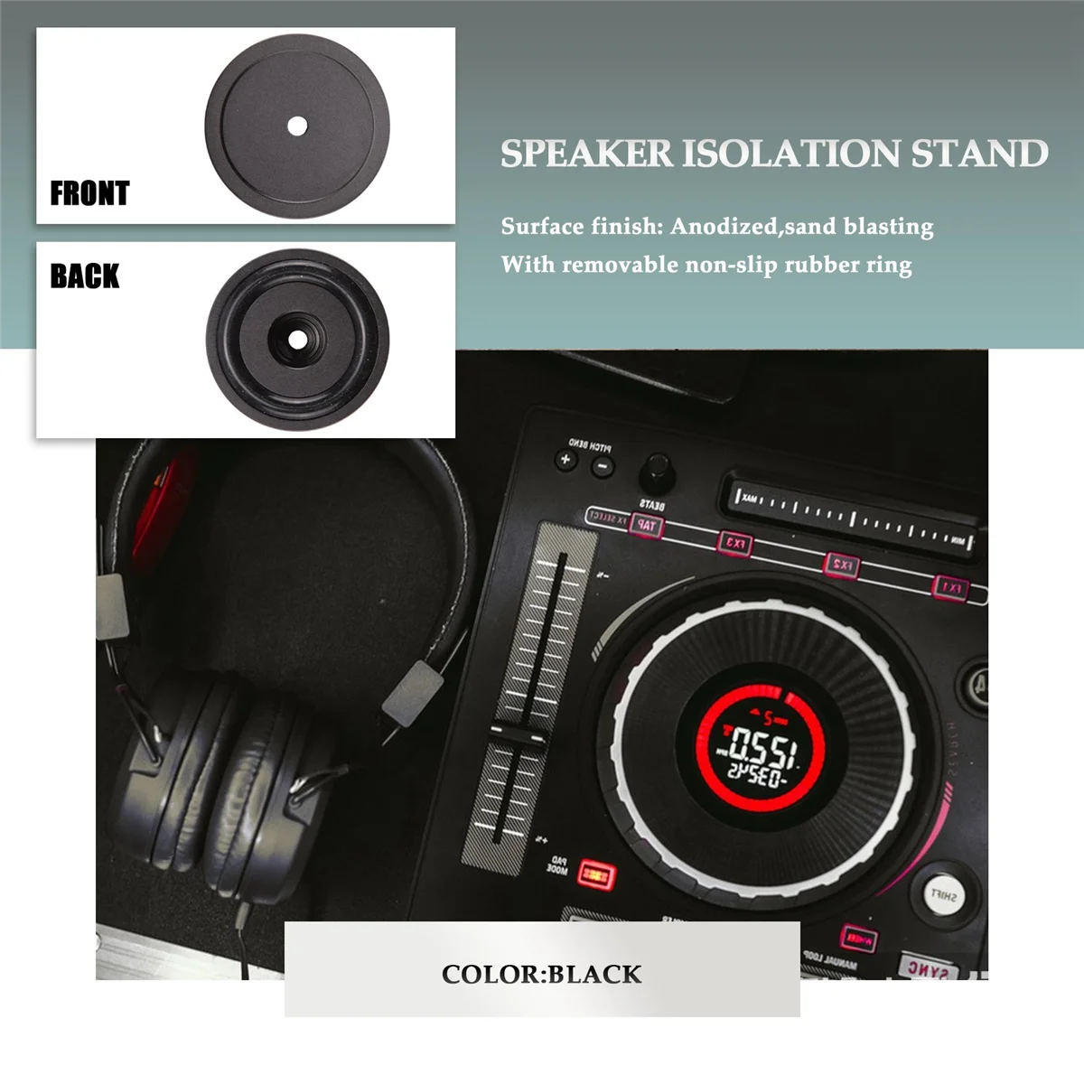 A44T4Pcs 40X20mm الألومنيوم HIFI AMP مكبر الصوت عزل حامل القرص الدوار DAC قدم الوسادة (أسود)