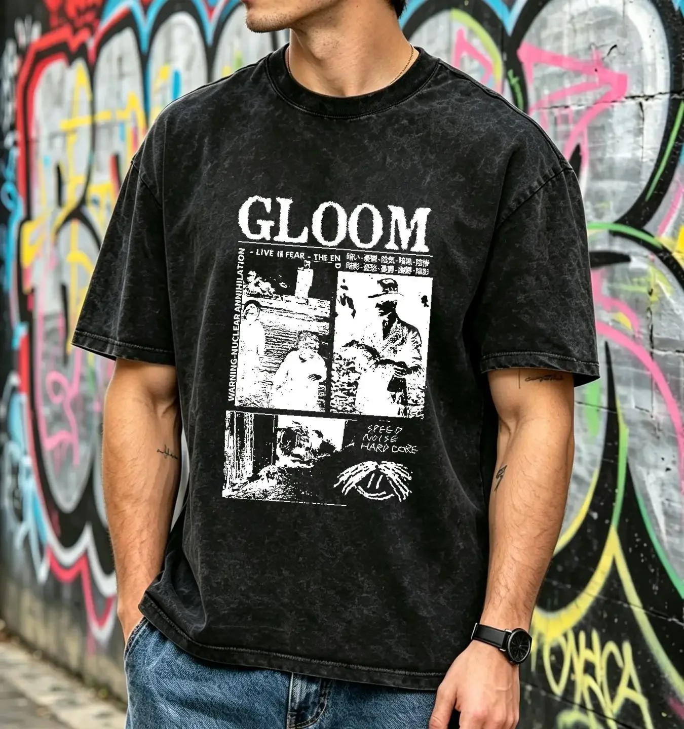 washed T Shirt Gloom Hardcore Crust Punk Vintage Band Dystopia Disclose Zyanose Grind Mince Gism D Clone Spazz Infest Disrupt