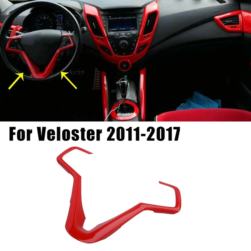 Embellecedor de cubierta de Panel de botones de volante rojo para coche, accesorios de decoración para Hyundai Veloster 2011-2017