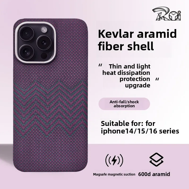 

Kevlar 100%carbon fiber magnetic phone case suitable for Apple 15 16promax M-pattern anti drop phone protective case