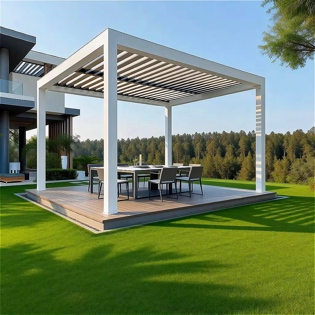 Sale Electric Aluminum Pergola Motorized Louvered Waterproof Roof Remote Control Garden Patio Backyard Carport Gazebo Customized