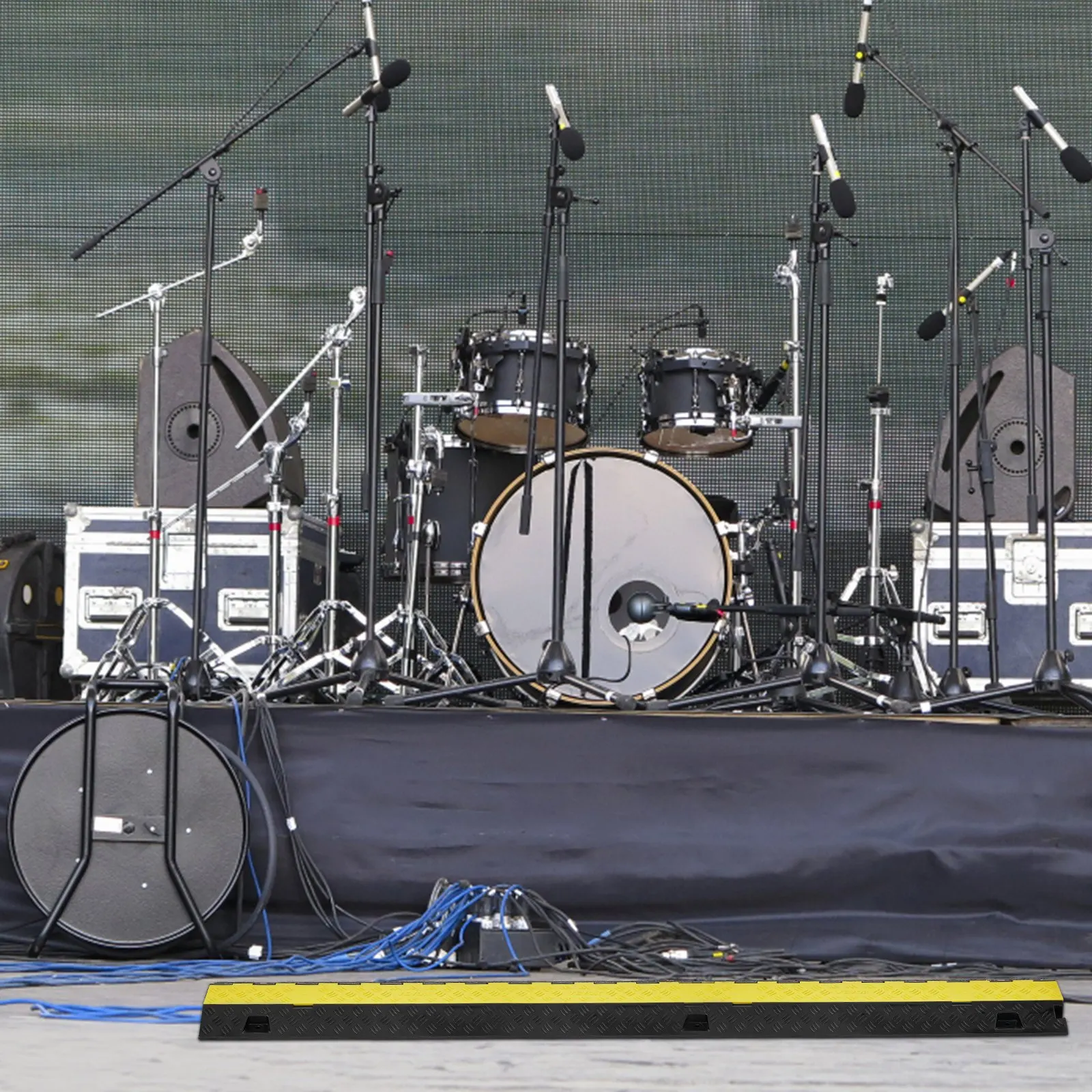 2 Channel Cable Protector Ramp 22000 Lbs Load TPU Wire Cable Cover Ramp